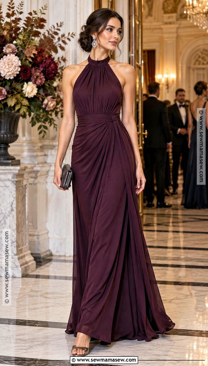 Aubergine Halter Formal Fall Dress - 20 formal fall dresses