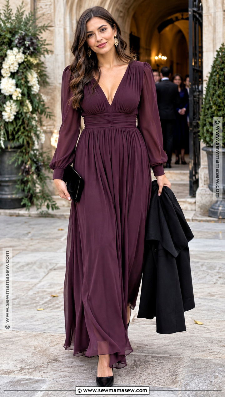 Aubergine Maxi October Wedding Guest Dress - 25 october wedding guest dress ideas