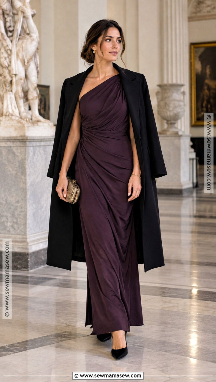 Aubergine One Shoulder October Wedding Guest Dress - 20 october wedding dresses guest