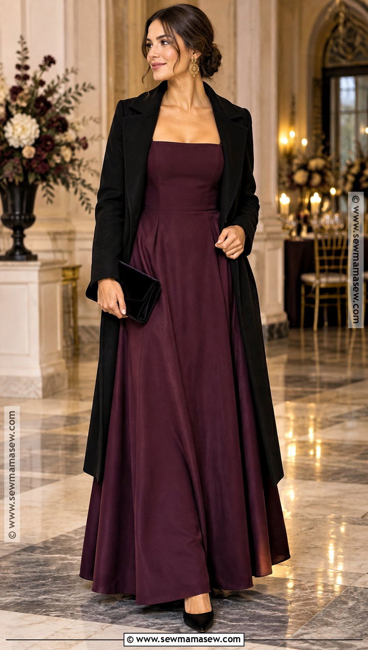 Aubergine Square Neck Fall Wedding Guest Dress - 25 fall wedding guest dress october formal ideas