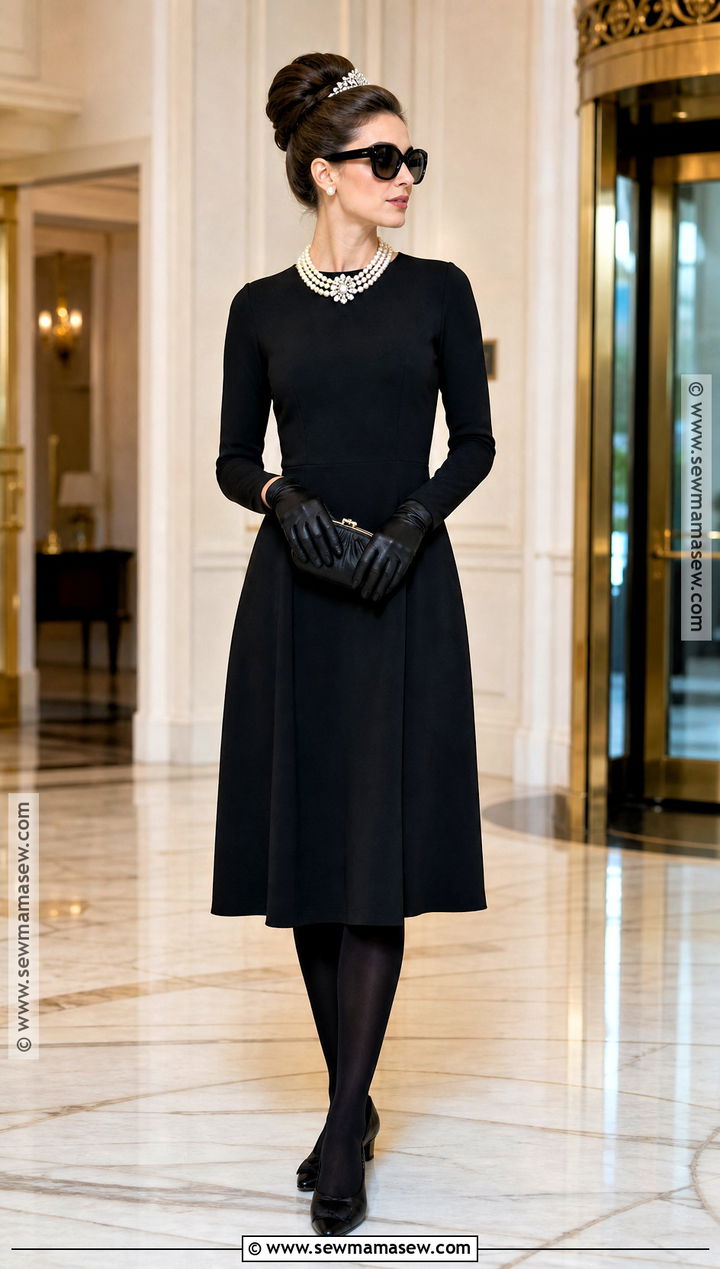 Audrey Hepburn Costume With Black Midi Dress - 30 halloween costumes modest