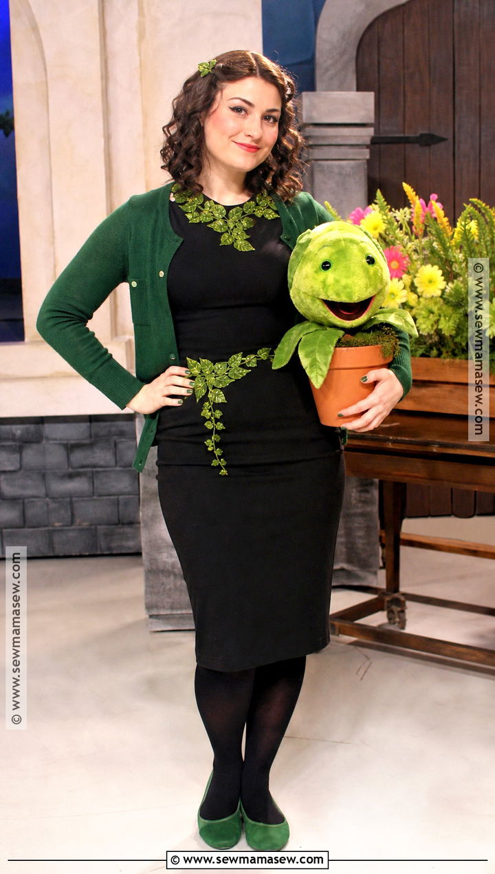 Audrey II Plant Keeper Costume With Black Dress - 30 Black Dress Halloween Ideas