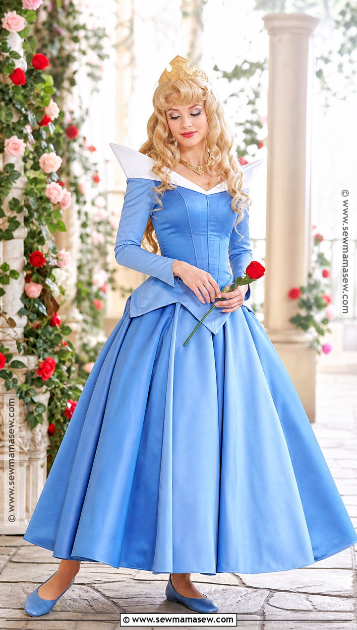 Aurora Blue Princess Costume With Gold Tiara - 30 Princess Costume Ideas for Women