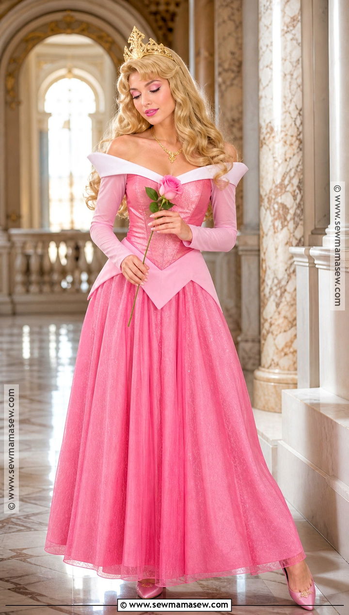 Aurora Pink Princess Costume With Crown - 30 Princess Costume Ideas for Women