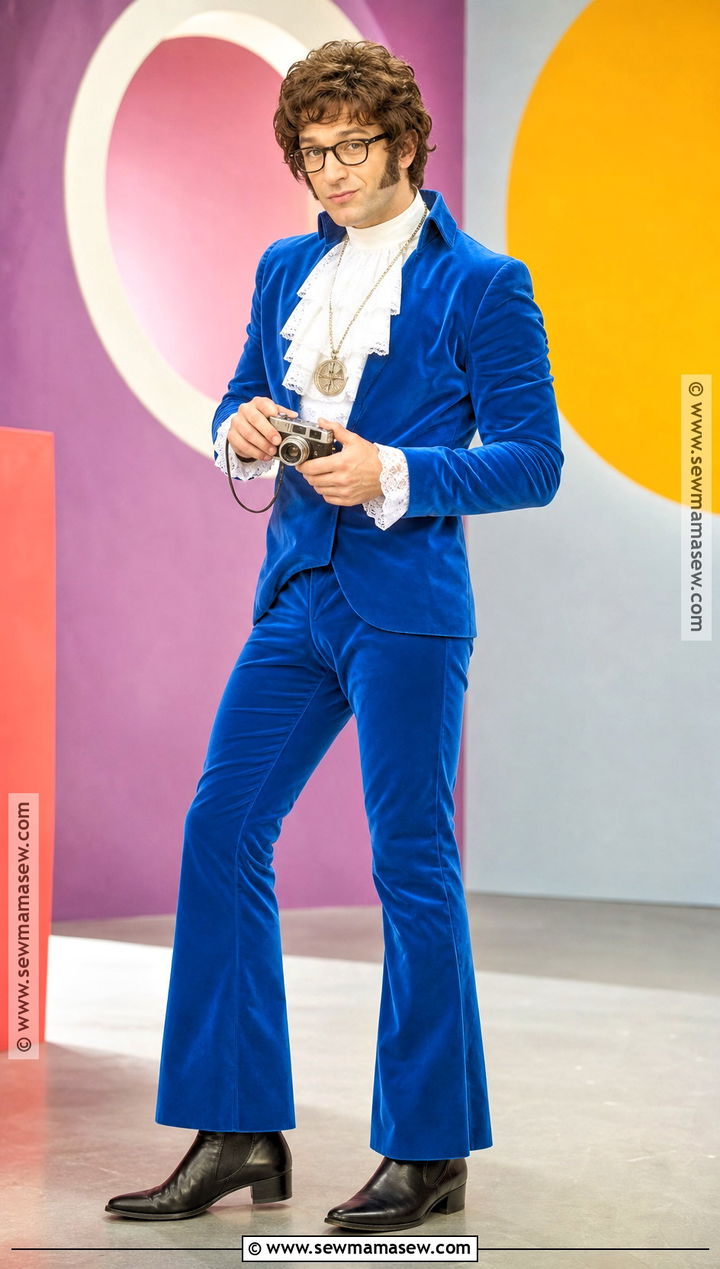 Austin Powers Costume With Blue Velvet Suit - 30 curly hair costumes