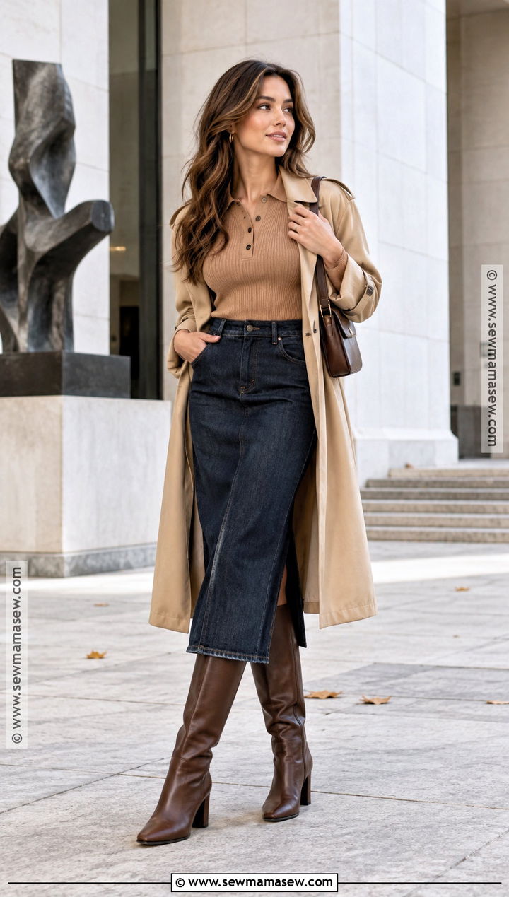 Australian Autumn Knit Polo And Column Skirt Outfit - 20 australian autumn fashion ideas 2026