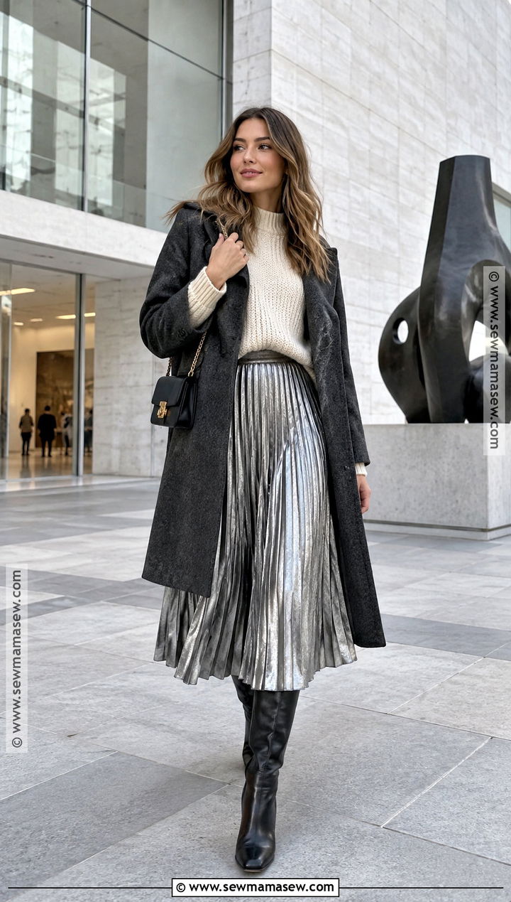 Autumn 2020 Metallic Skirt Outfit - 25 autumn 2026 fashion trends