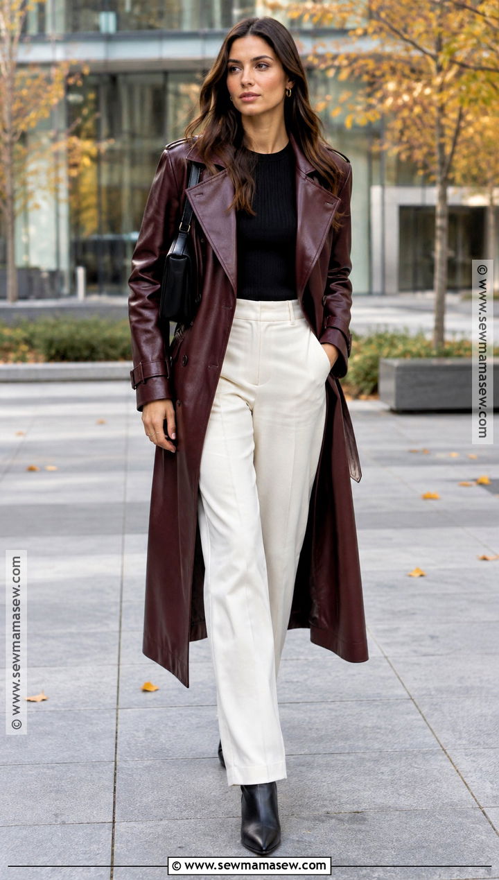 Autumn 2024 Leather Trench Coat Outfit - 15 autumn 24 fashion trends