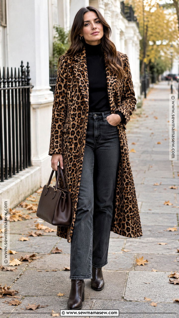 Autumn Animal Print Coat Outfit - 20 Autumn Fashion Trends