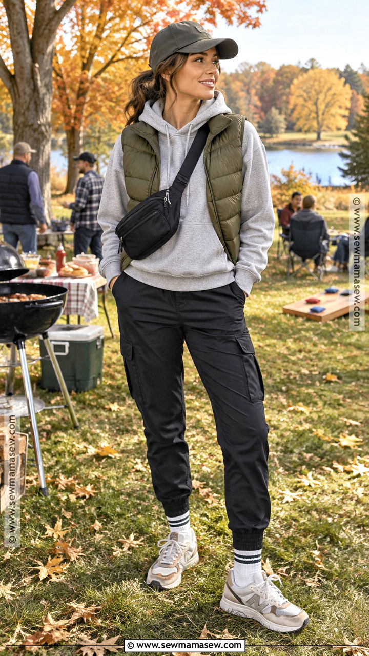 Autumn BBQ Hoodie And Puffer Vest Outfit - 20 autumn bbq outfit ideas