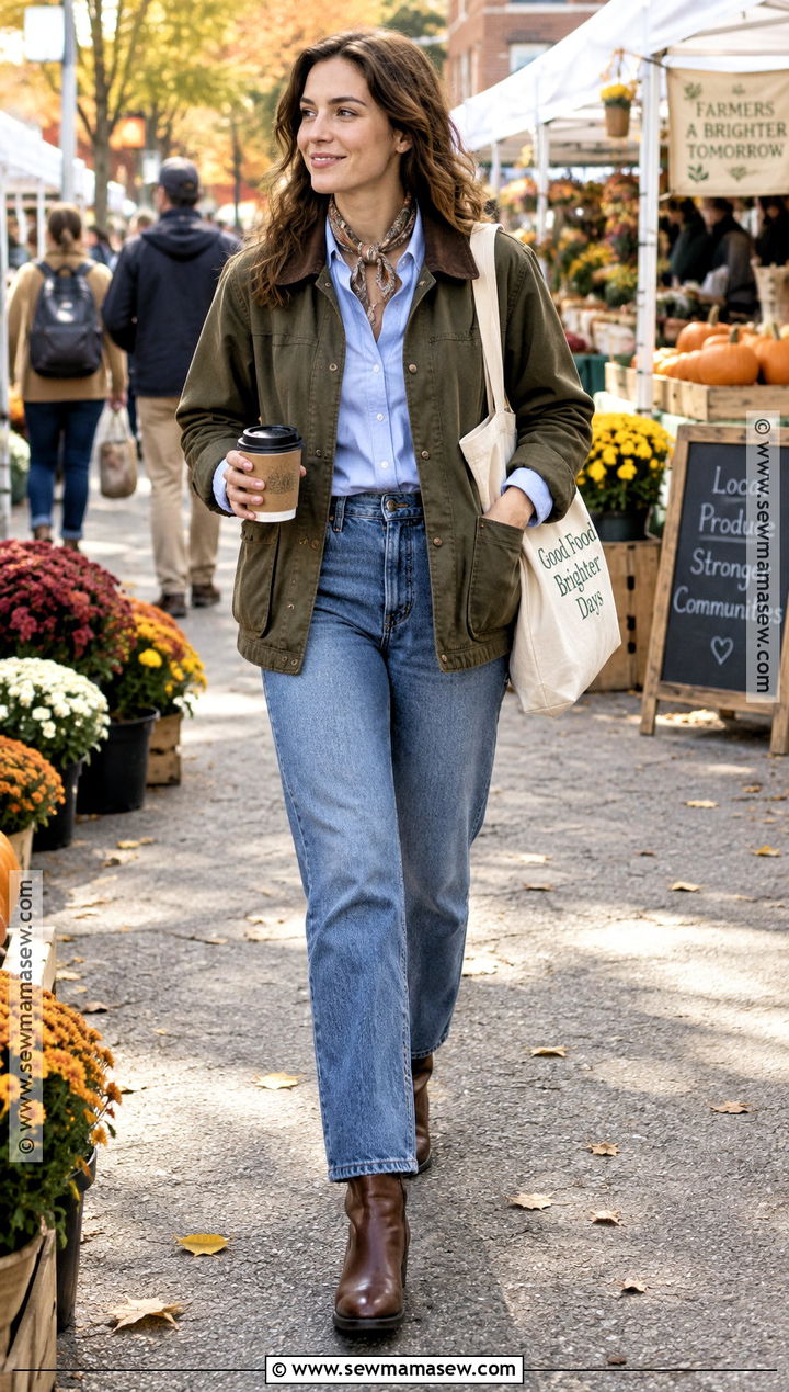 Autumn Barn Jacket And Relaxed Jeans Outfit - 15 autumn wardrobe motivation ideas