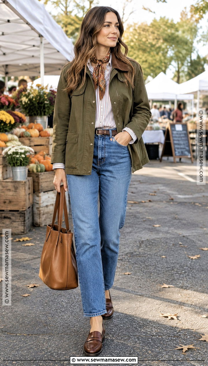 Autumn Barn Jacket And Straight Leg Jeans Outfit - 15 Autumn Fashion Clothing Collection Ideas