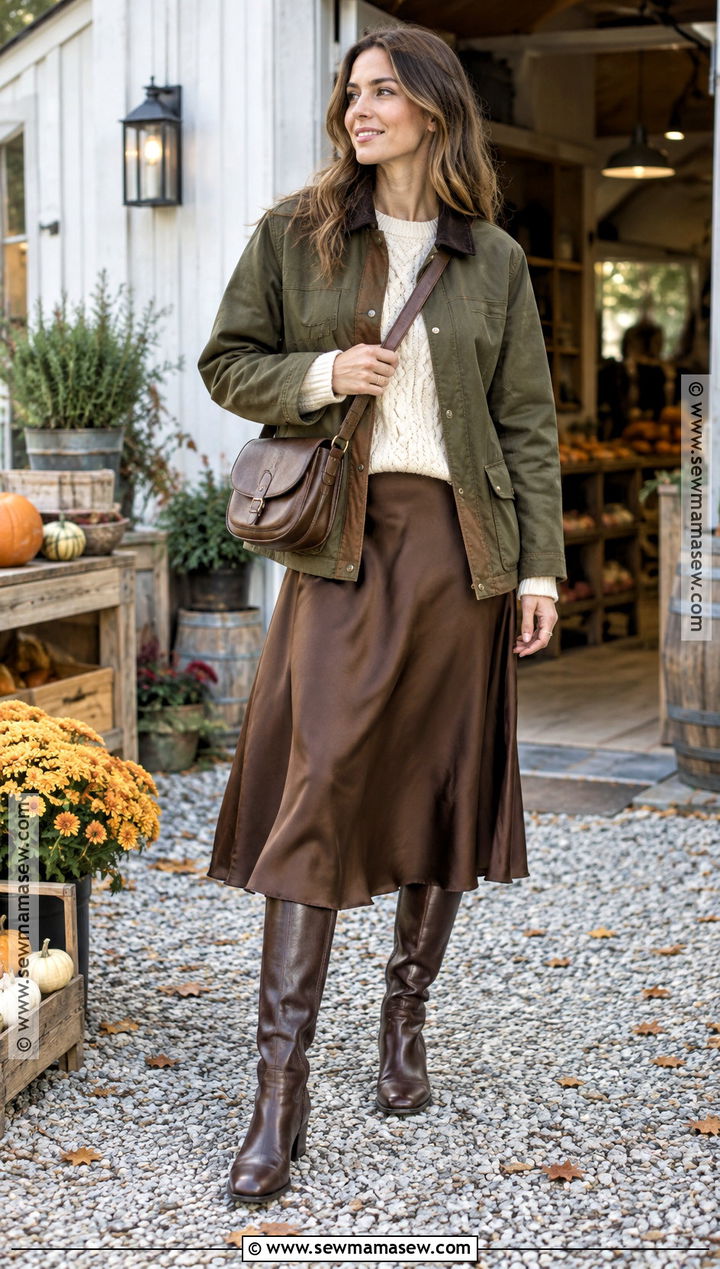 Autumn Barn Jacket Outfit With Midi Skirt - 15 autumn wardrobe ideas 2026