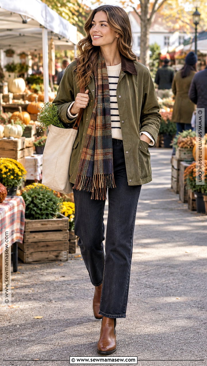 Autumn Barn Jacket and Dark Jeans Outfit - 15 Autumn Themed Clothes