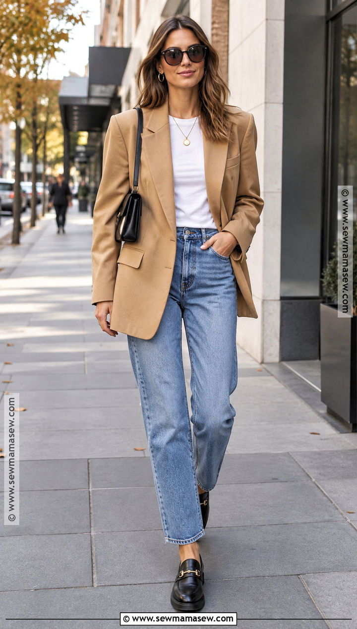 Autumn Blazer And Straight Leg Jeans Outfit - 20 autumn fashion 2026 australia ideas