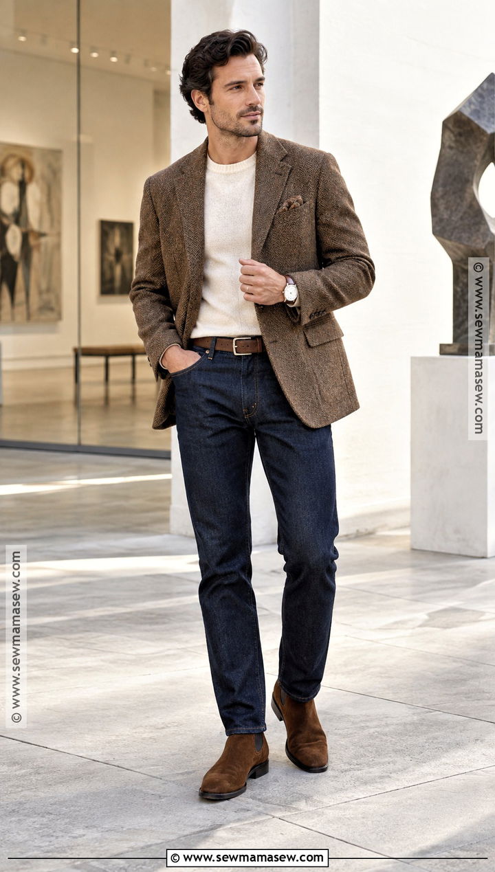 Autumn Blazer Outfit With Jeans - 20 Men Autumn Style Ideas