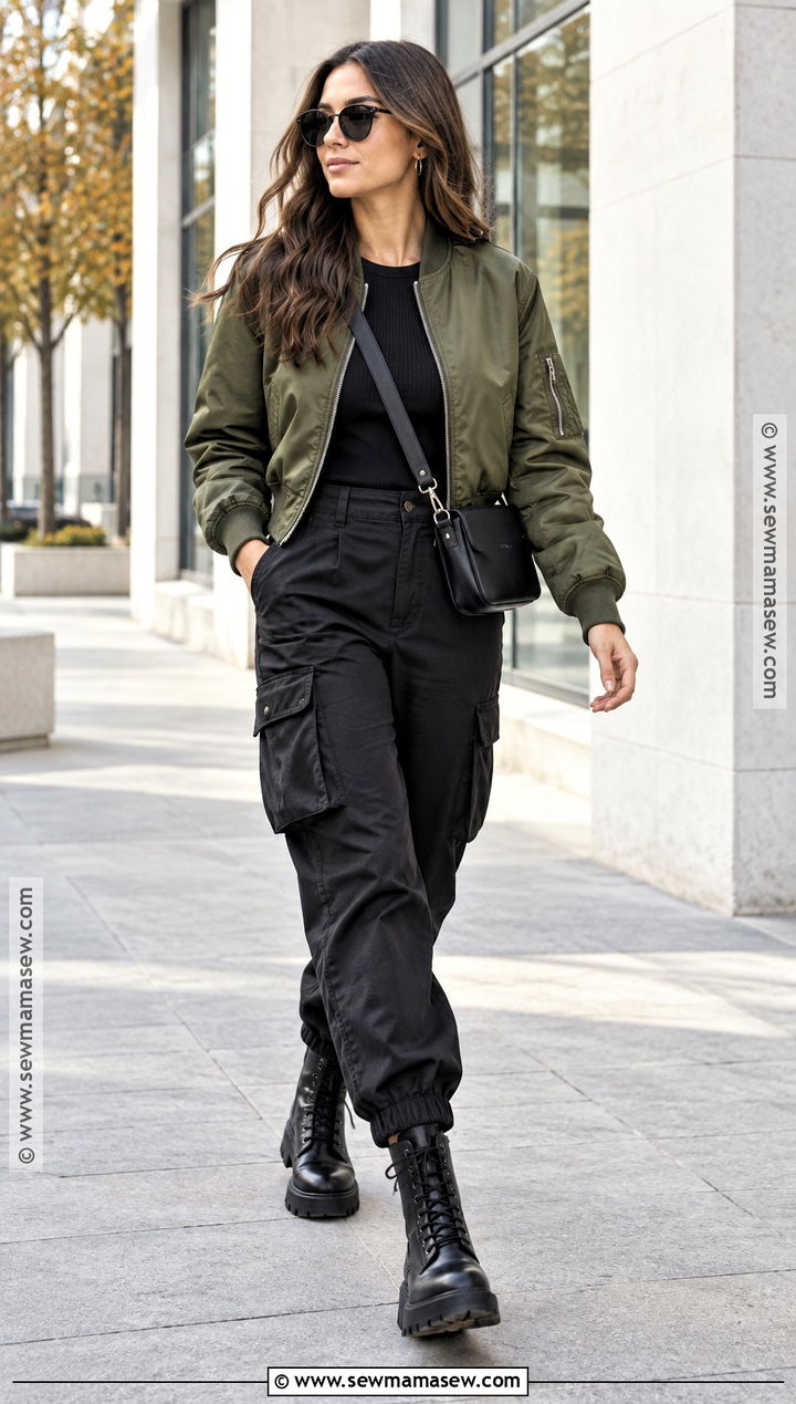 Autumn Bomber Jacket And Cargo Pants Outfit - 25 autumn inspo outfit ideas
