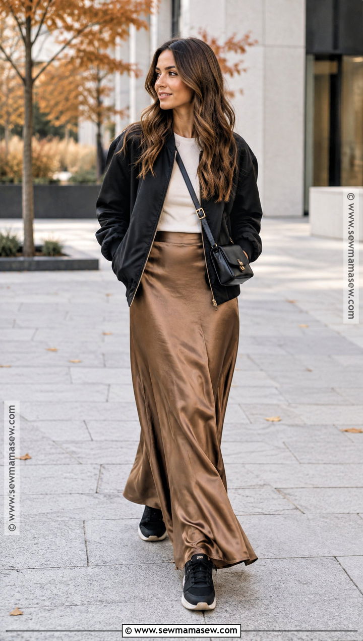 Autumn Bomber Jacket And Maxi Skirt Outfit - 15 Street Style Autumn Ideas 2026