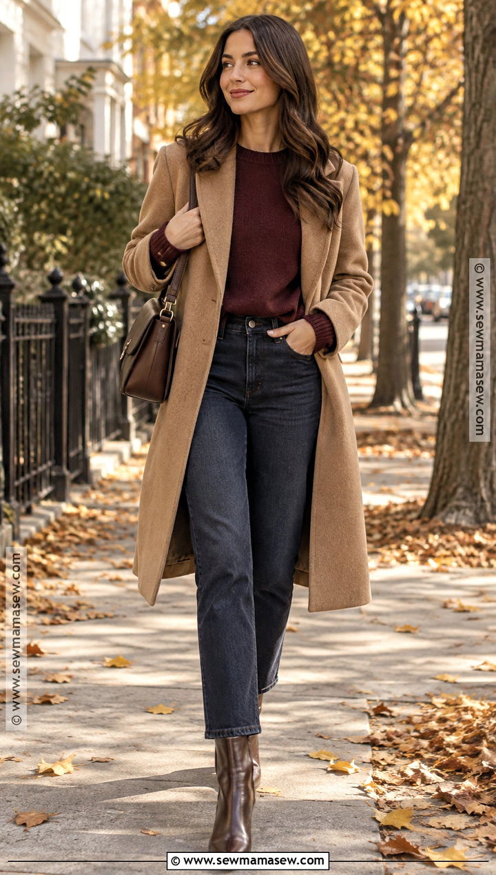 Autumn Capsule Burgundy Sweater Outfit - 15 capsule wardrobe autumn ideas 2026