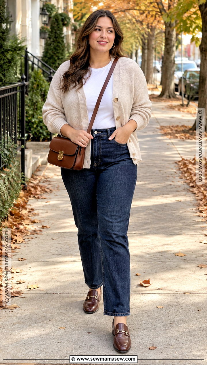 Autumn Cardigan And Straight Leg Jeans Outfit - 30 autumn outfit ideas