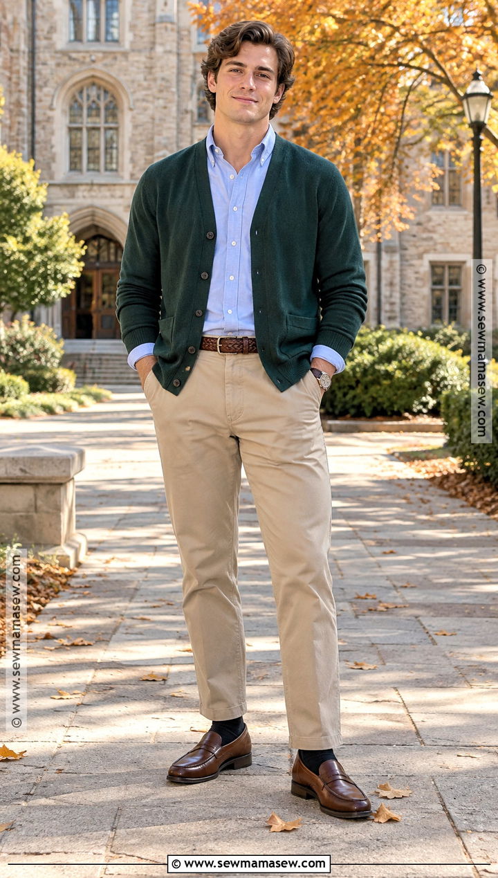 Autumn Cardigan With Oxford Shirt Outfit - 15 autumn men outfit ideas 2026