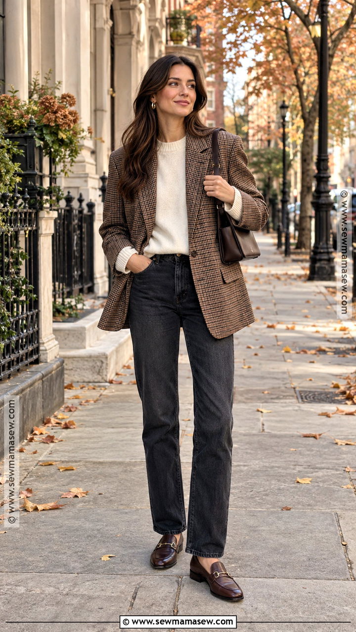 Autumn Check Blazer Outfit - 20 Autumn Fashion Trends