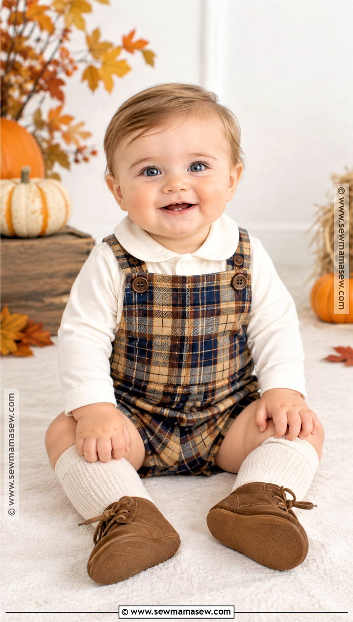 Autumn Check Shortall and Collared Shirt - 15 first thanksgiving outfit ideas for boys