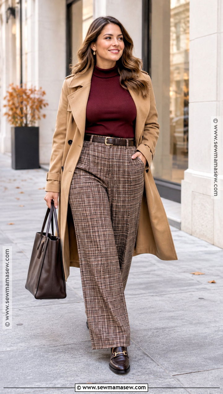 Autumn Checked Trousers Outfit - 15 Autumn Patterned Clothing Ideas