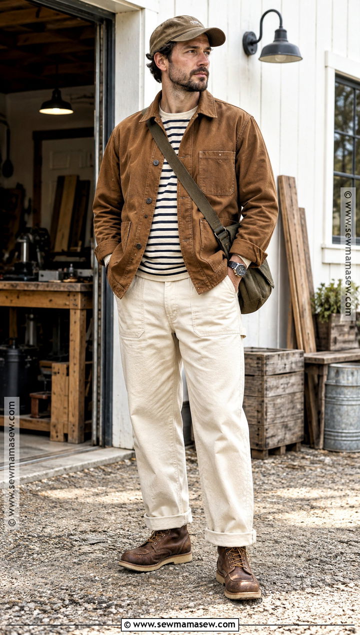 Autumn Chore Jacket Outfit With Work Pants - 20 Men Autumn Style Ideas
