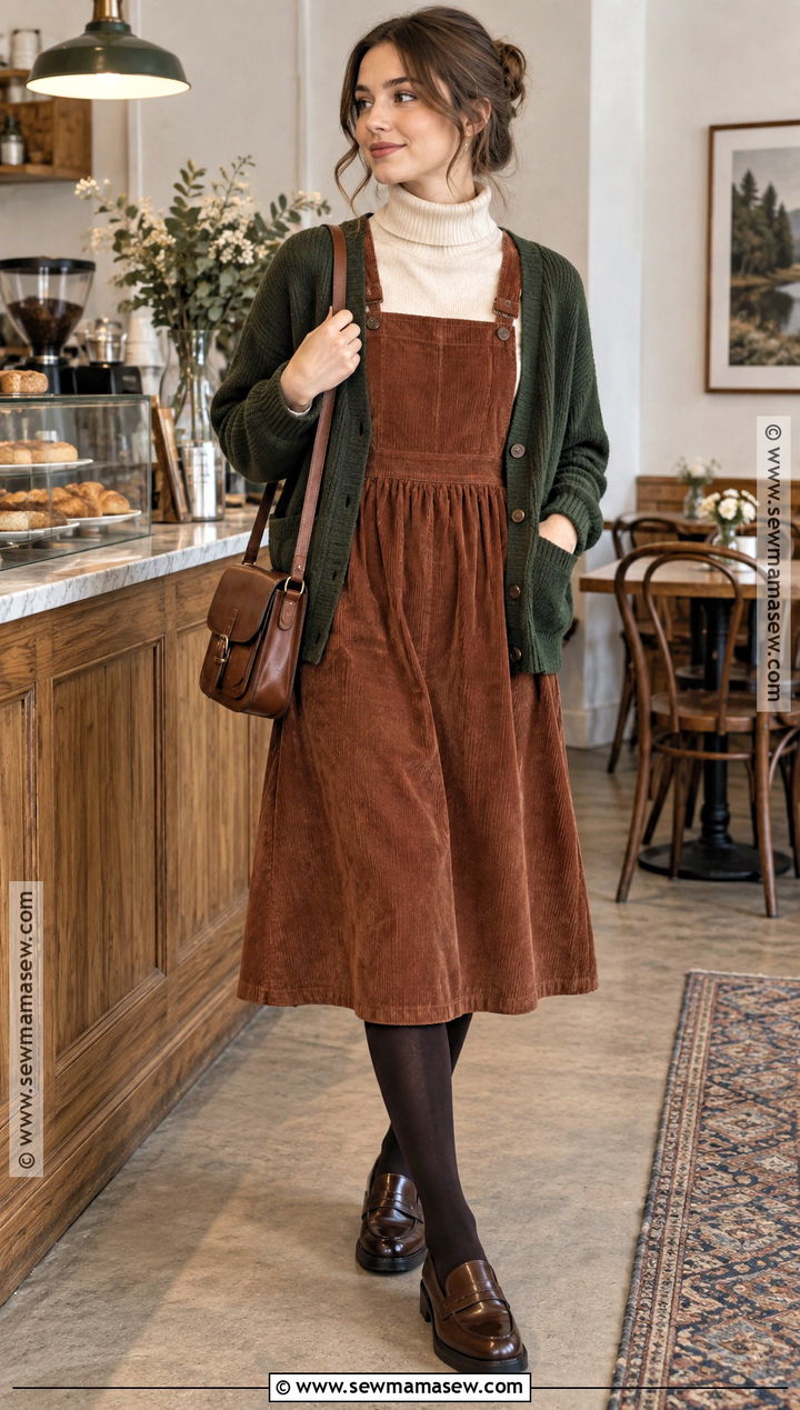 Autumn Corduroy Dress And Turtleneck Outfit - 25 autumn clothes