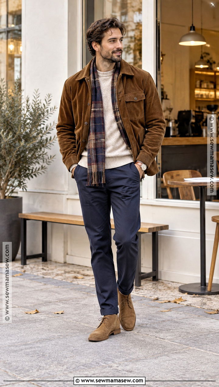 Autumn Corduroy Jacket With Chinos Outfit - 15 autumn men outfit ideas 2026