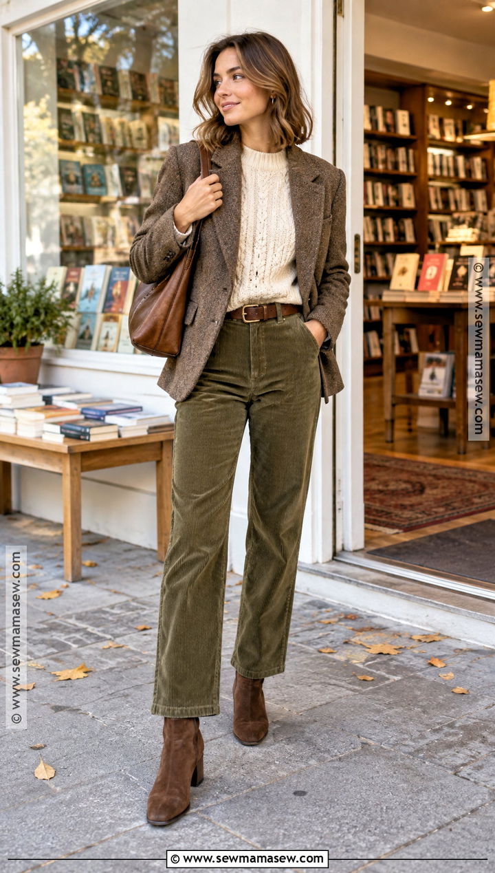 Autumn Corduroy Pants And Knit Sweater Outfit - 25 cute outfits autumn