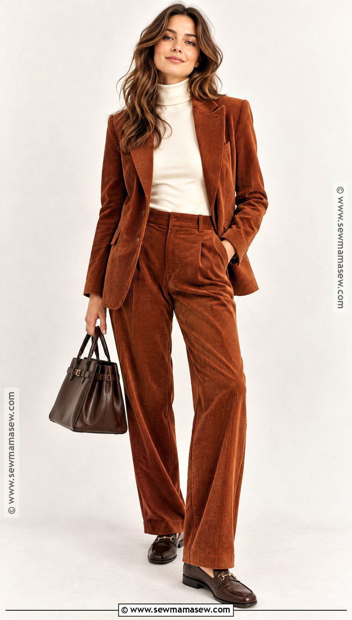Autumn Corduroy Suit And Turtleneck Outfit - 25 autumn clothing ideas