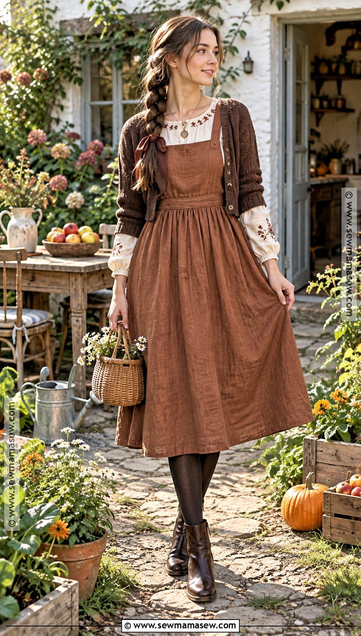 Autumn Cottagecore Apron Dress Outfit - 15 cottagecore aesthetic outfits autumn