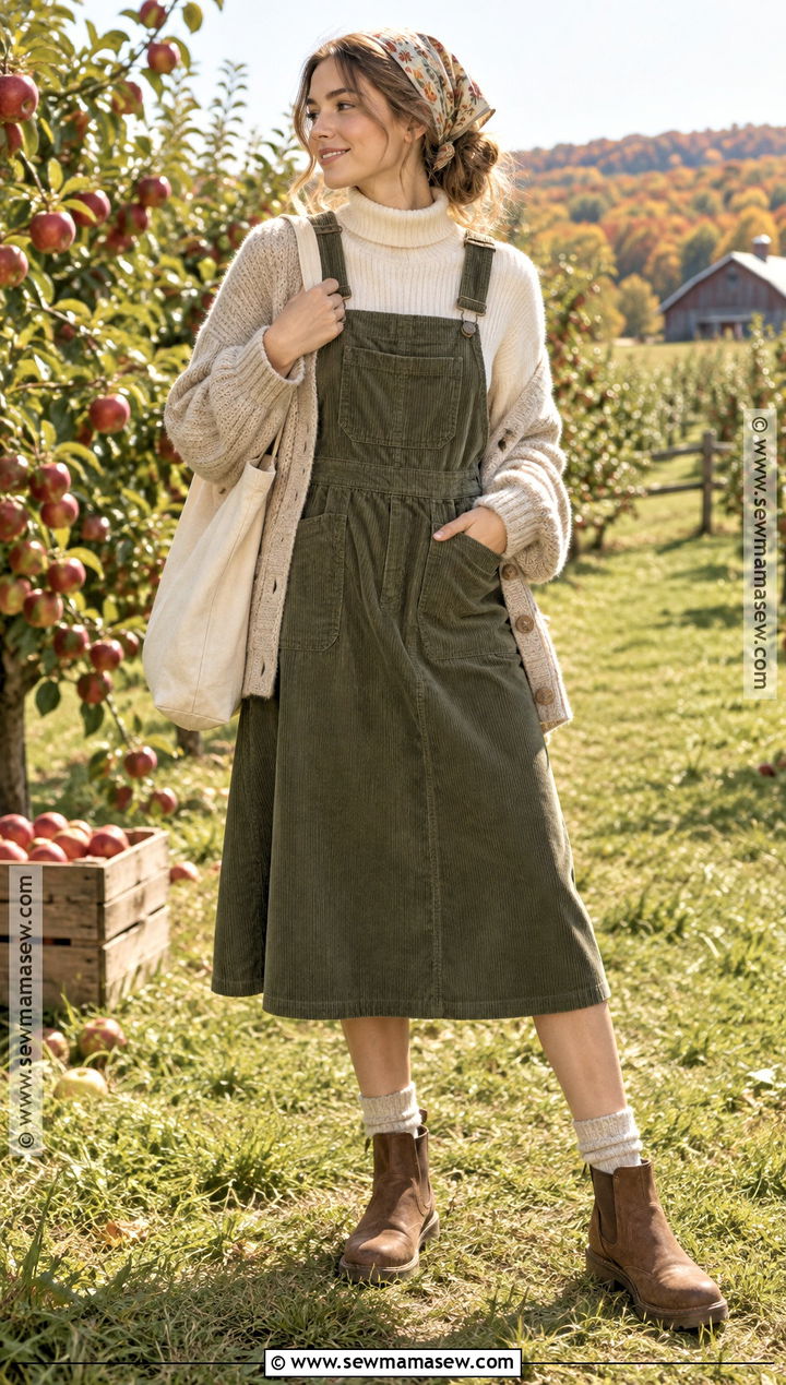 Autumn Cottagecore Overall Dress Outfit - 15 cottagecore aesthetic outfits autumn