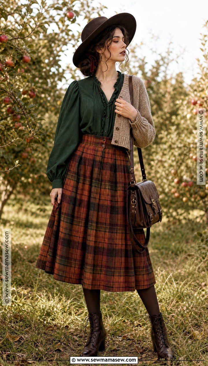 Autumn Cottagecore Witch Outfit With Plaid Skirt - 30 cottagecore witch outfit ideas