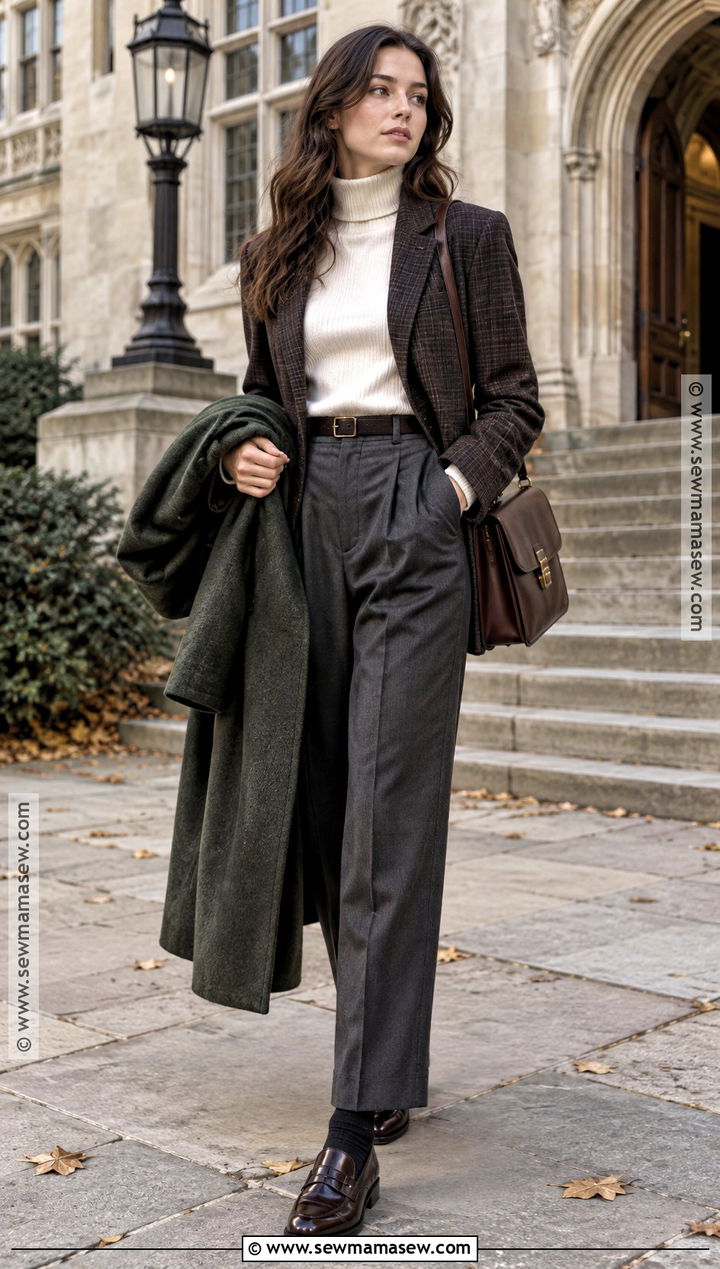 Autumn Dark Academia Trousers Outfit - 15 Street Style Aesthetic Autumn Ideas