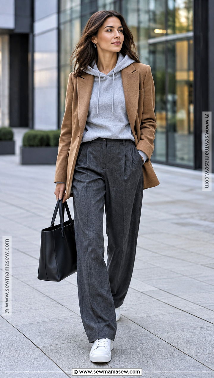 Autumn Day Outfit With Hoodie And Tailored Trousers - 25 autumn day outfit ideas