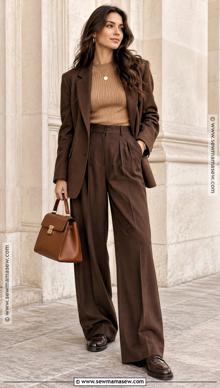 Autumn Day Outfit With Monochrome Brown Layers - 25 autumn day outfit ideas