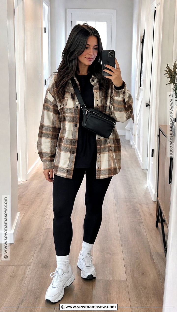 Autumn Day Outfit With Shacket And Leggings - 25 autumn day outfit ideas