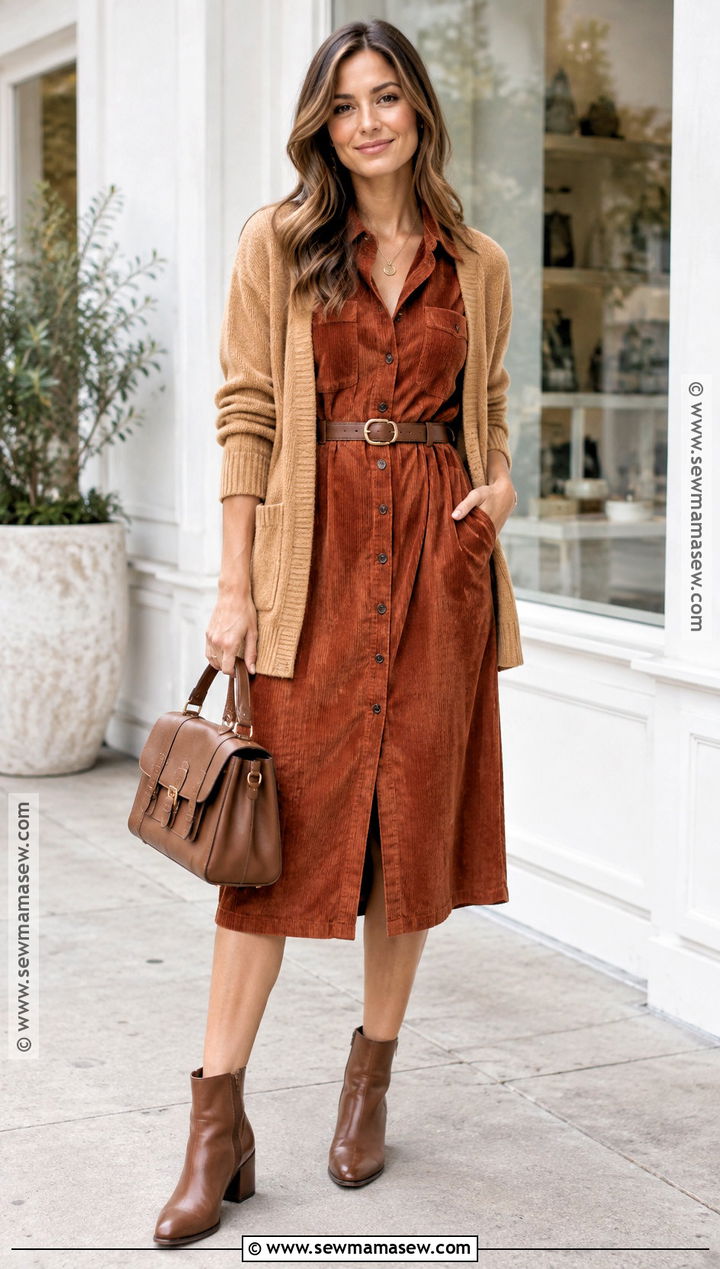 Autumn Day Outfit With Shirt Dress And Ankle Boots - 25 autumn day outfit ideas