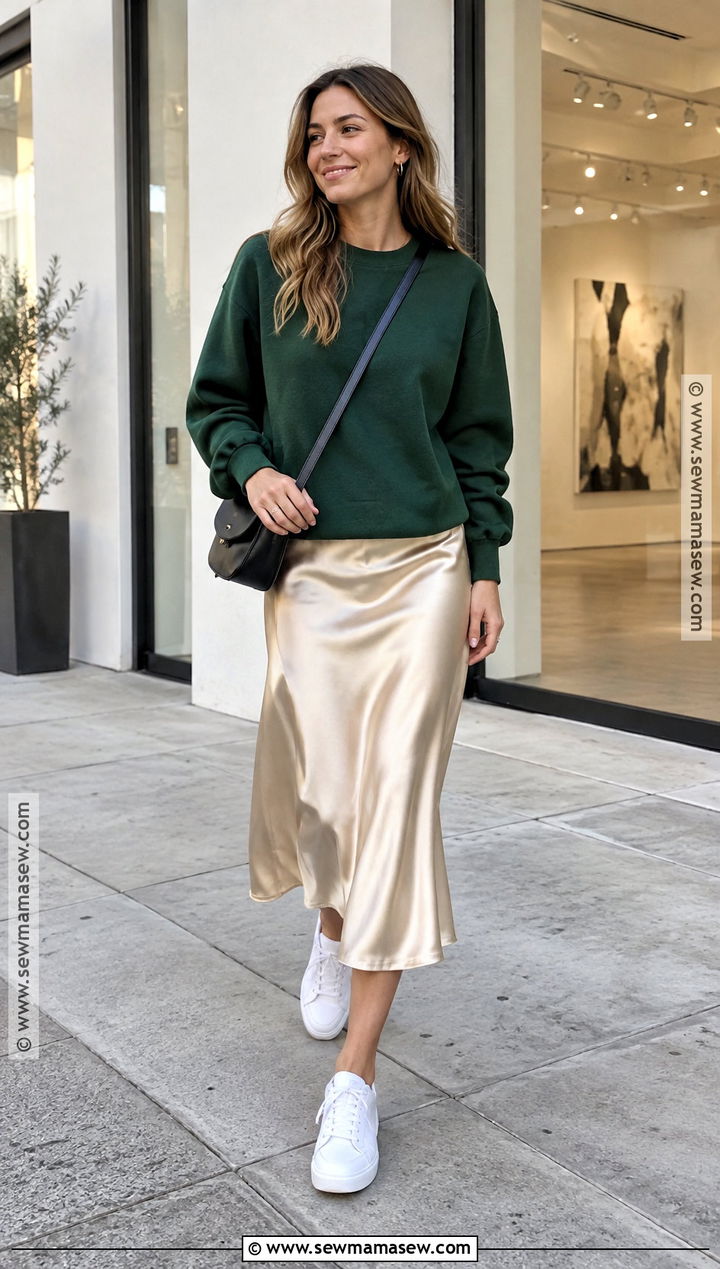 Autumn Day Outfit With Sweatshirt And Midi Skirt - 25 autumn day outfit ideas