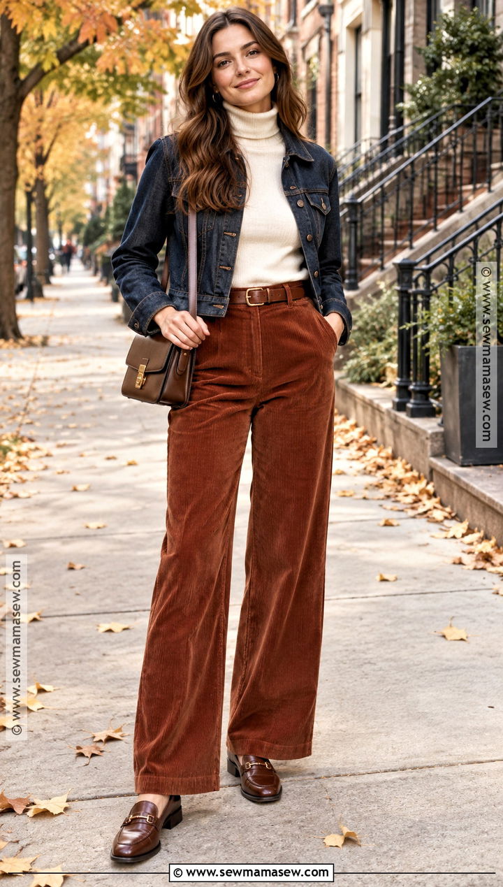 Autumn Day Outfit With Turtleneck And Corduroy Pants - 25 autumn day outfit ideas