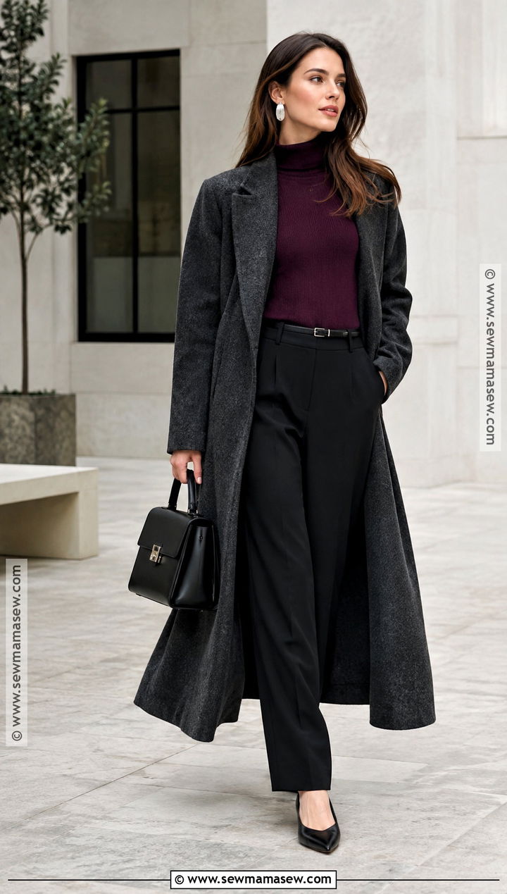 Autumn Duster Coat And Turtleneck Outfit - 25 autumn fashion ideas for women