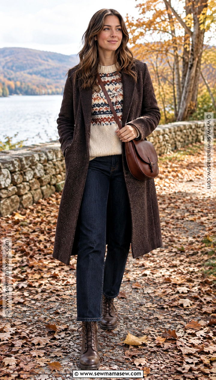 Autumn Fair Isle Sweater and Dark Jeans Outfit - 25 outfit ideas for autumn