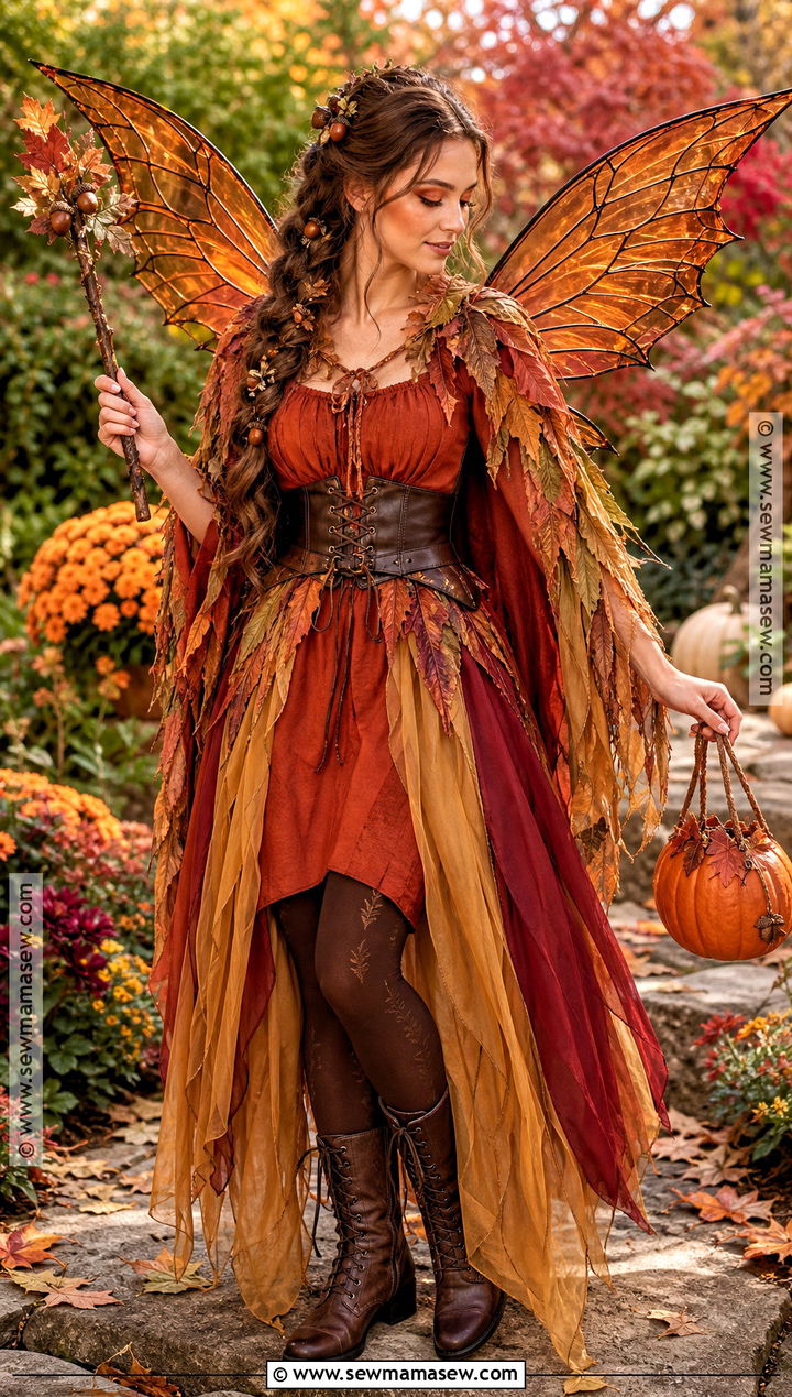 Autumn Fairy Costume With Leaf Cape - 40 aesthetic halloween costumes