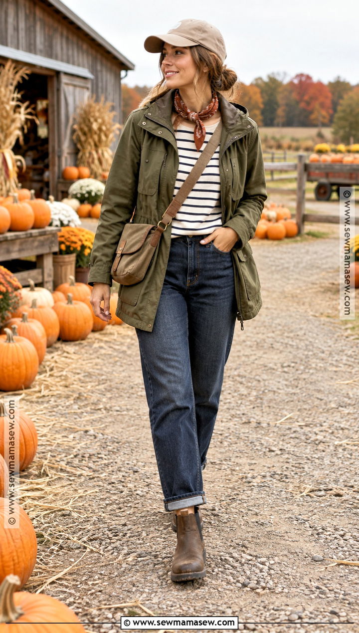 Autumn Farm Outfit With Anorak And Relaxed Jeans - 15 autumn farm outfit ideas