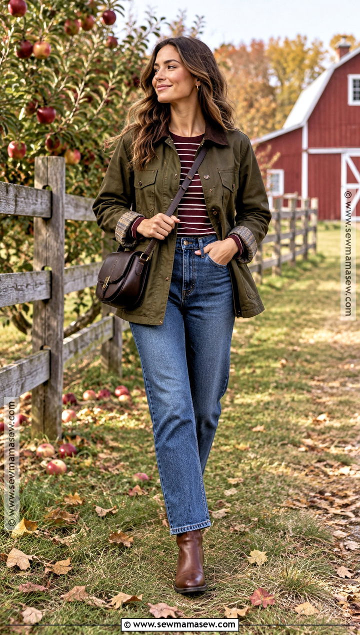 Autumn Farm Outfit With Barn Jacket And Jeans - 15 autumn farm outfit ideas