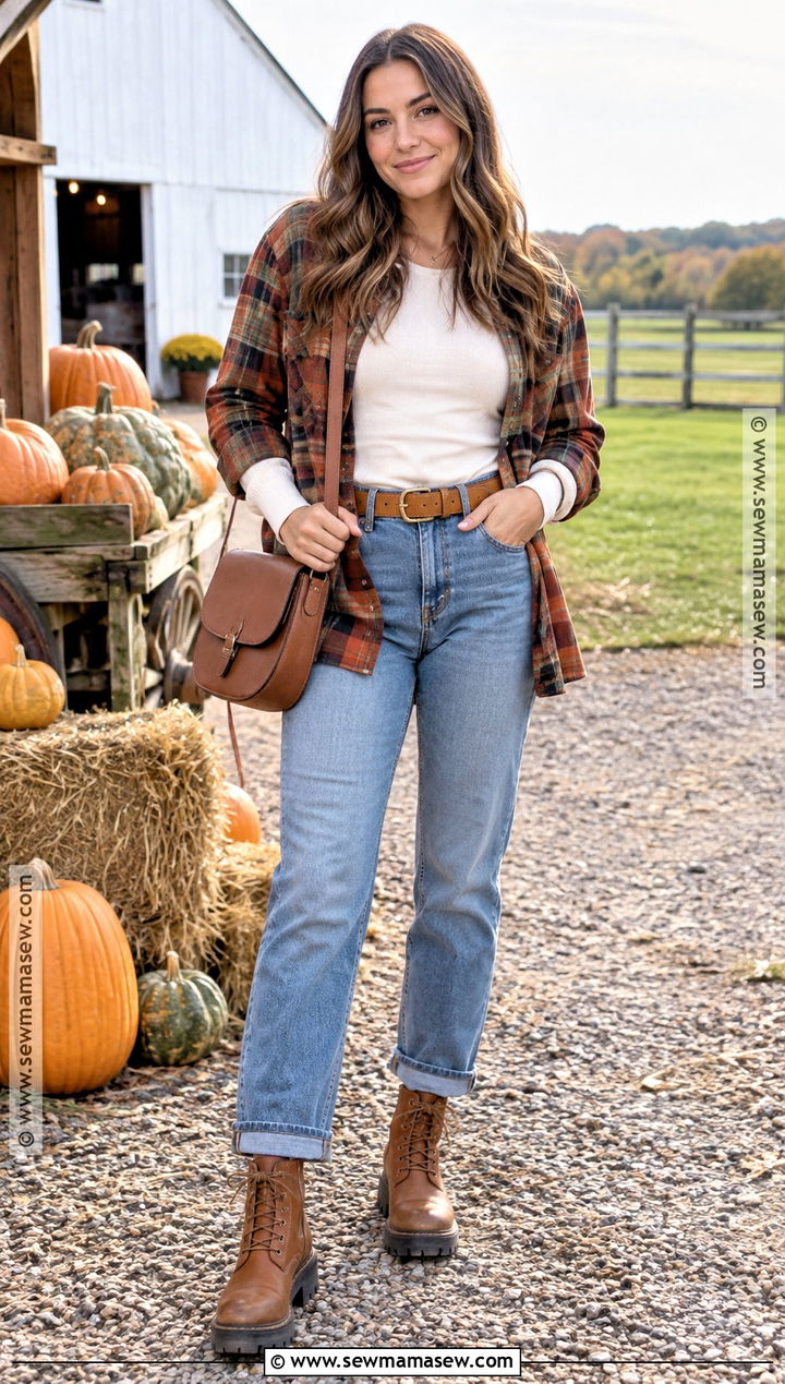 Autumn Farm Outfit With Flannel Shirt And Boots - 15 autumn farm outfit ideas