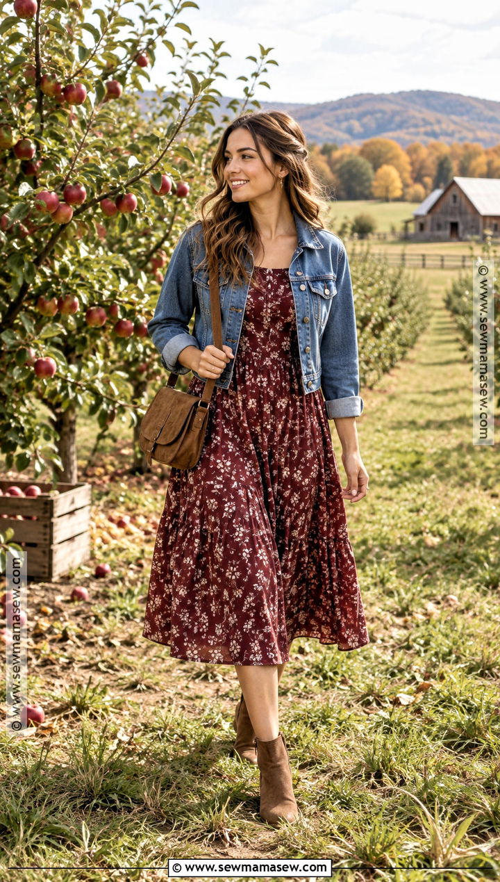 Autumn Farm Outfit With Prairie Dress And Ankle Boots - 15 autumn farm outfit ideas